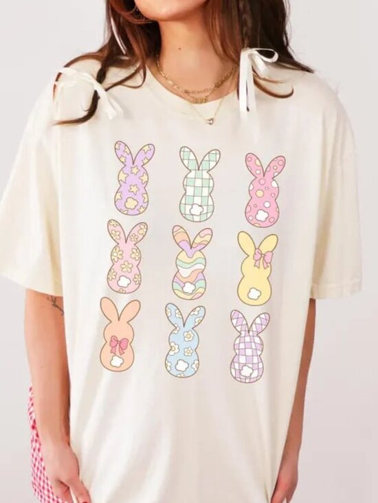 Tops - Graphic Cute Easter Shirt, Easter Bunny Shirt, Happy Easter Tee Gift
